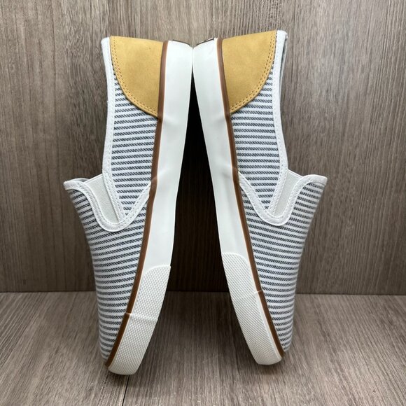Tommy Bahama Striped Canvas Slip On Sneakers Womens 8.5 Flat Low Top White Gray - Picture 8 of 14
